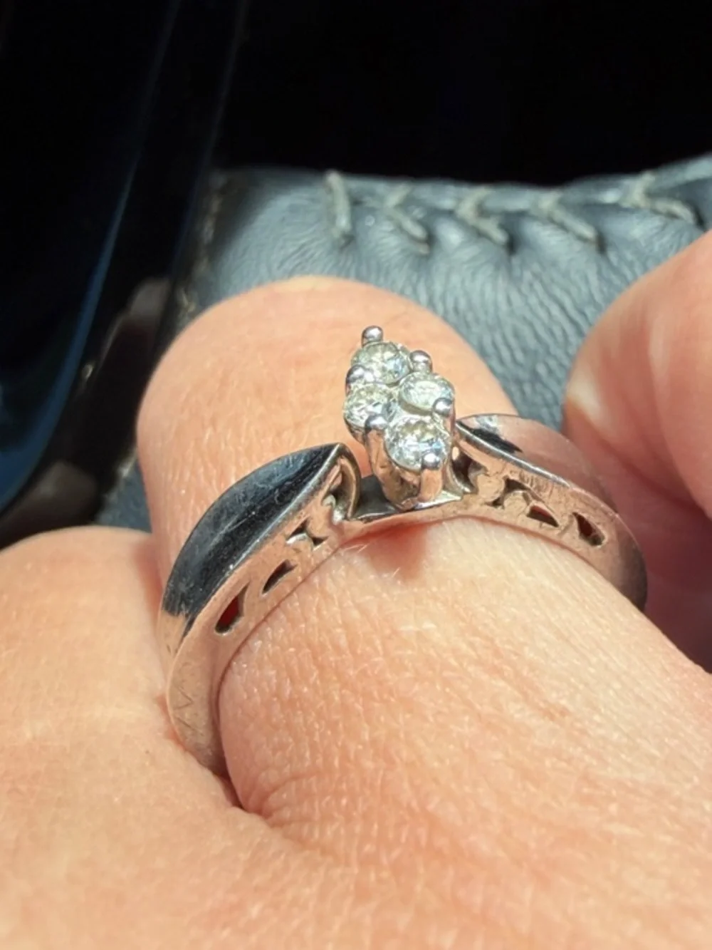 Silver Bow Ring with Diamond Accents - Women Jewelry